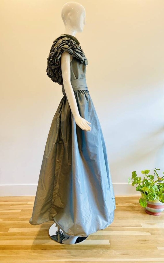 80s Victor COSTA Pale Blue Taffeta Ballgown / Vin… - image 6