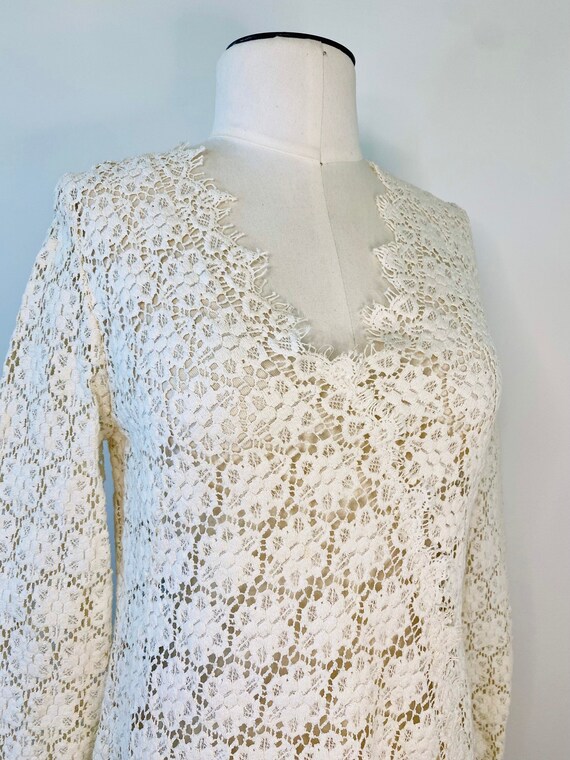 60/70s Hippie Crochet Lace Micro Mini Tunic Dress… - image 6