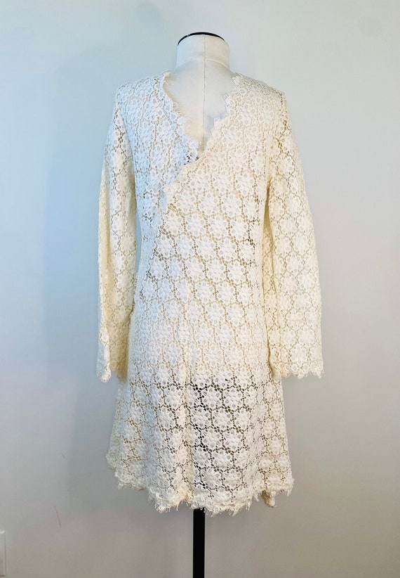 60/70s Hippie Crochet Lace Micro Mini Tunic Dress… - image 2