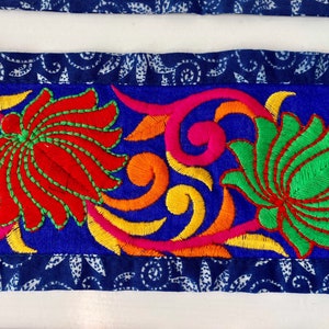 Indische Blumen Boho bestickte Hand Block Print Schärpe