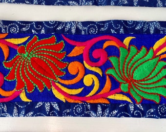 Indian Floral Boho Embroidered Hand Block Print Sash