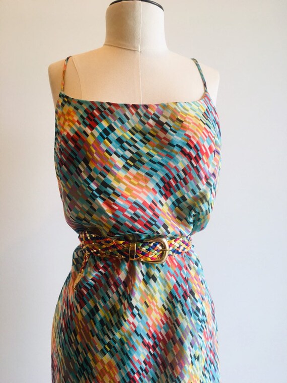 90s Silk Slip Dress / Vintage Slip Dress / Printe