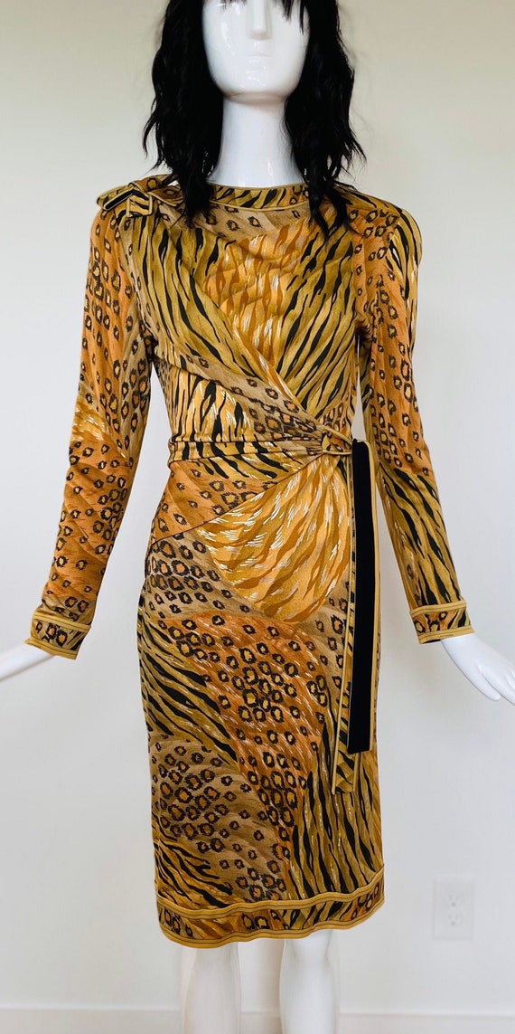 Vintage Leonard Paris Cheetah Print Silk Jersey W… - image 7