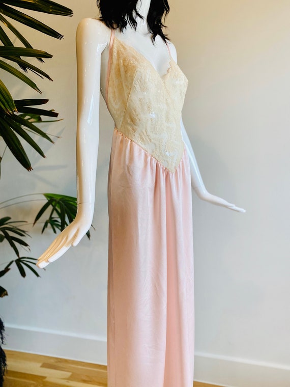 80s Prairie Lace Pale Pink Long Slip