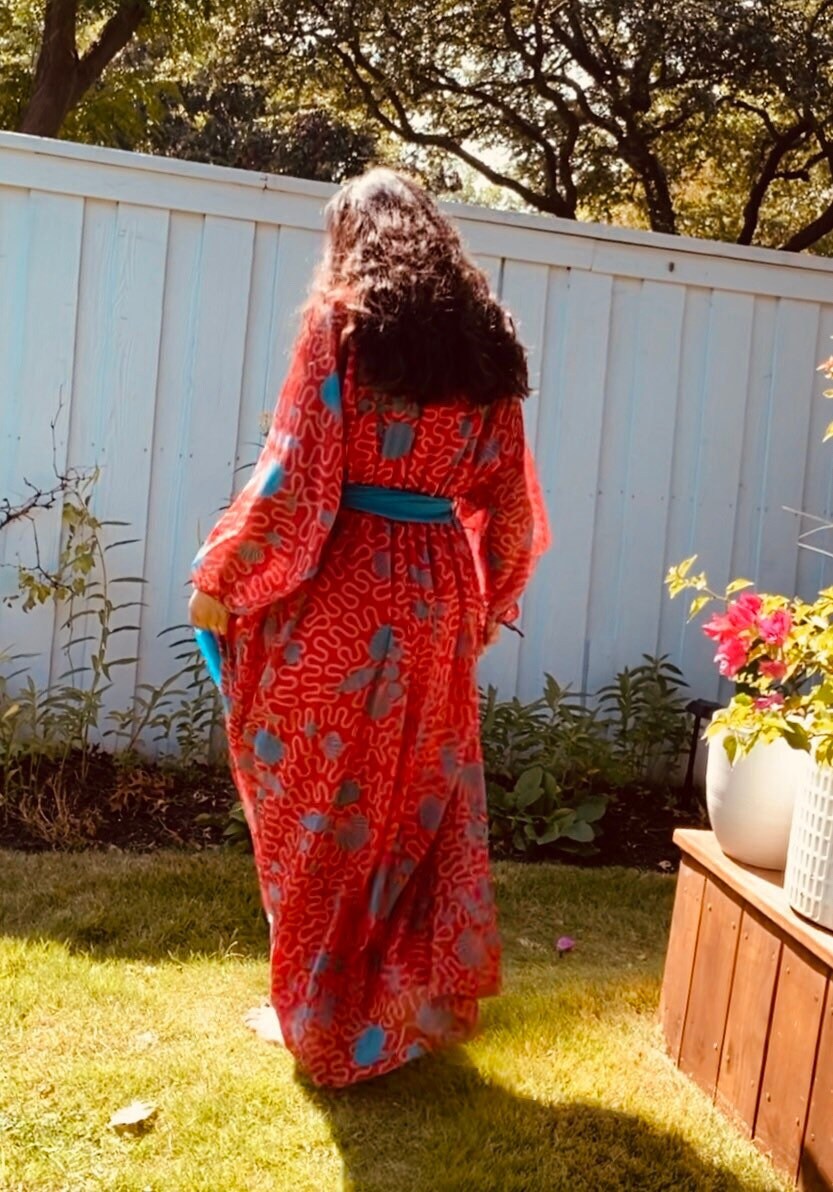 Sandra Rhodes Shells Signed Zandra RHODES 70s Wiggle Shell Maxi Dress Gown With Sash - Etsy
