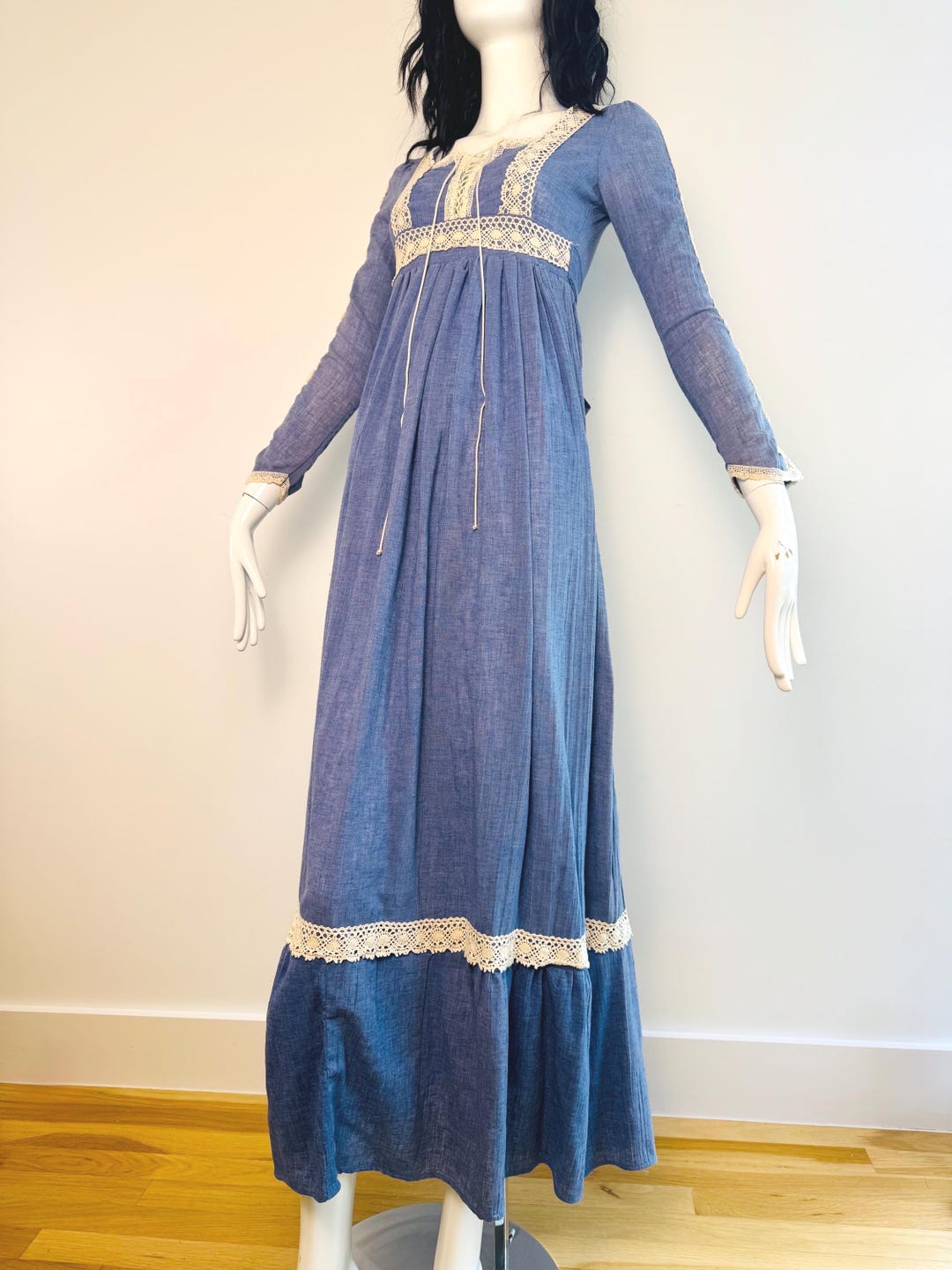 Gunne Sax Blue Prairie Maxi Dress - Etsy