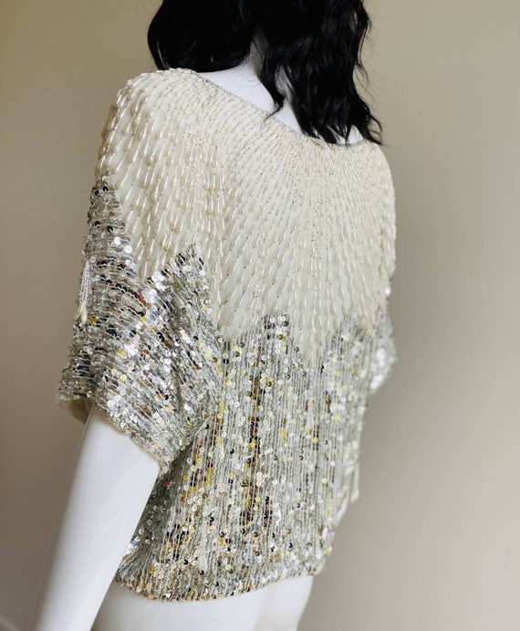 80s Neiman Marcus Silk Beaded Studio 54 Party Bli… - image 4