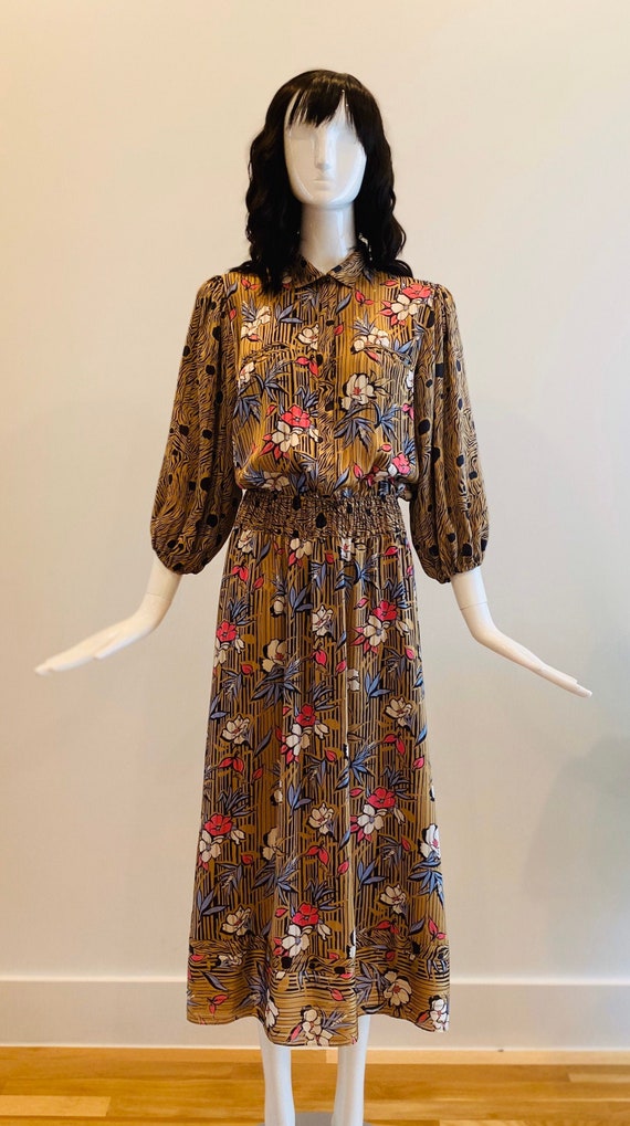 Diane Frei Floral Georgette Boho Midi Puffy Sleeve