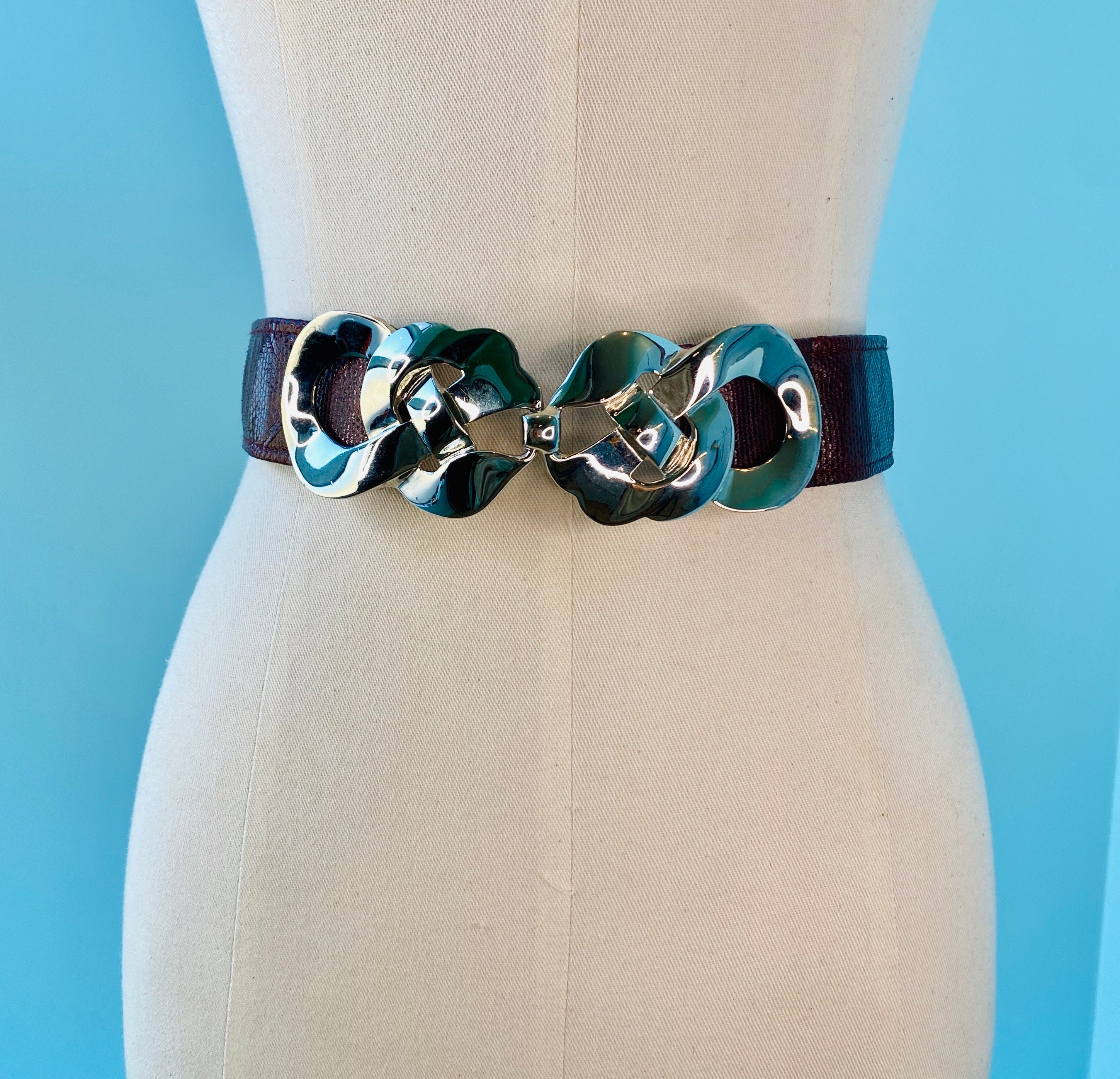Alexis Kirk Vintage Magenta Belt with Silver Buckle VTG 1980 main image 3