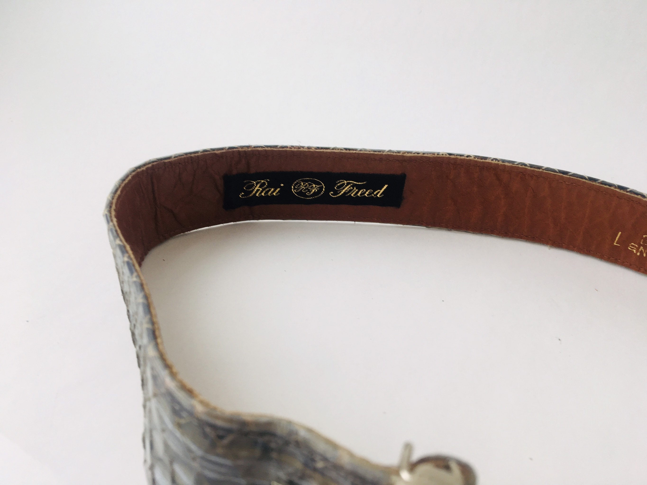 Vintage 80s Snakeskin Belt: Oversized Silver Buckle 