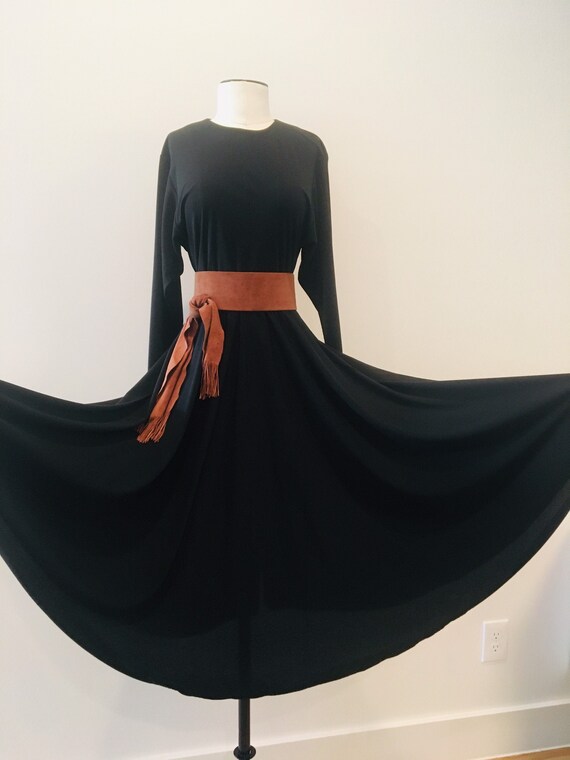 black jersey dress midi