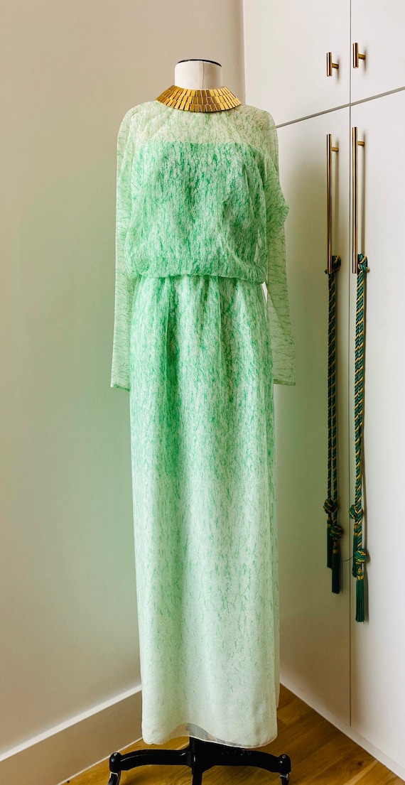 70s Neiman Marcus Maxi Dress: Shannon Rogers Green Chiffon Overlay - Etsy 70s Neiman Marcus Maxi Dress: Shannon Rogers Green Chiffon Overlay - Etsy