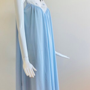 60s Lucie Ann Beverly Hills Claire Sandra Blue Nylon and Lace Sweeping Negligee image 2