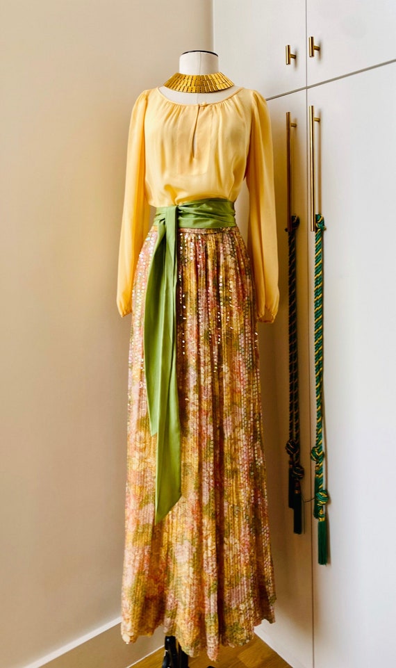 Adele Simpson Vintage Silk Floral Maxi Bohemian E… - image 5