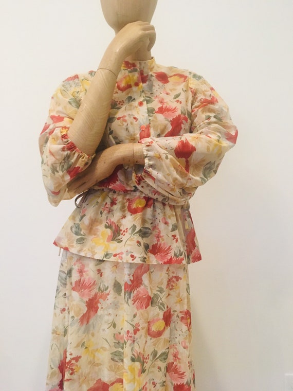 60s boho floral dress / floral 2 piece / PBJ / She