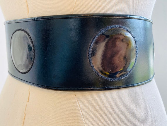 GALANOS 70s Wide Black Mod Leather Belt / Patent L