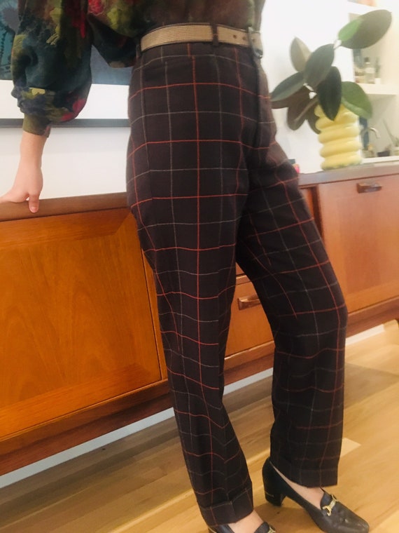 80s Armani Wool Plaid Trousers / Vintage Emporio A