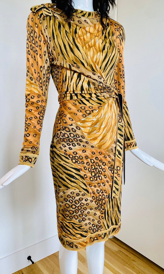 Vintage Leonard Paris Cheetah Print Silk Jersey W… - image 2