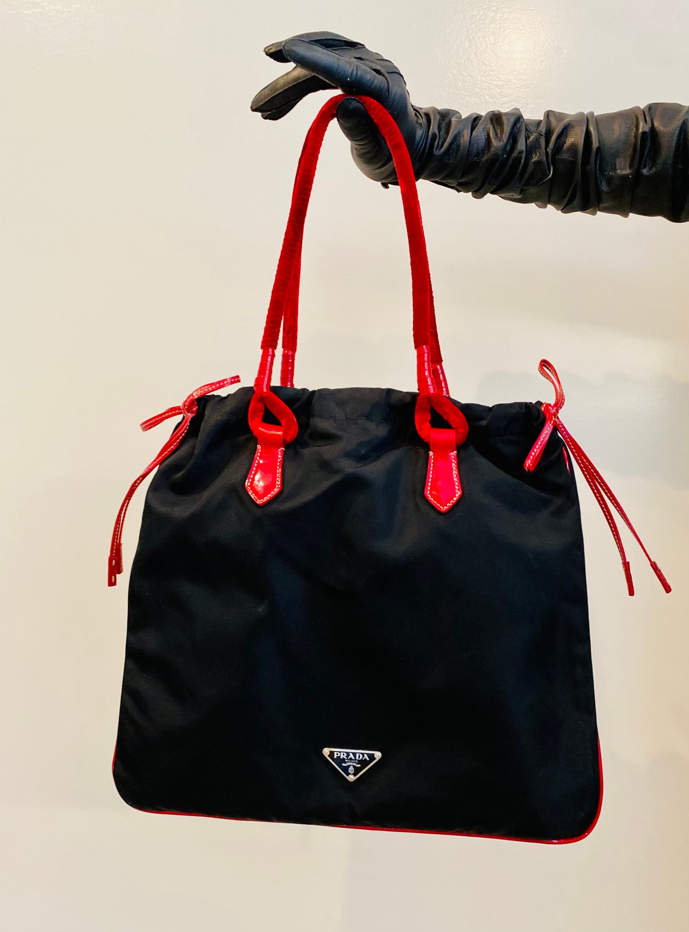 PRADA Bag. Prada Tessuto Vintage Dark Red Berry Red Shoulder 