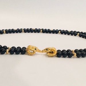 SALE 80s Kenneth J Lane Designer Signed Multi Strand Glam Necklace/ Double Strand Dramatic Ram Head / Party Necklace / Kenneth Jay Lane