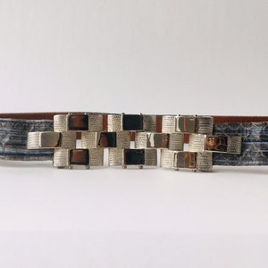 Vintage 80s Snakeskin Belt: Oversized Silver Buckle, Adjustable