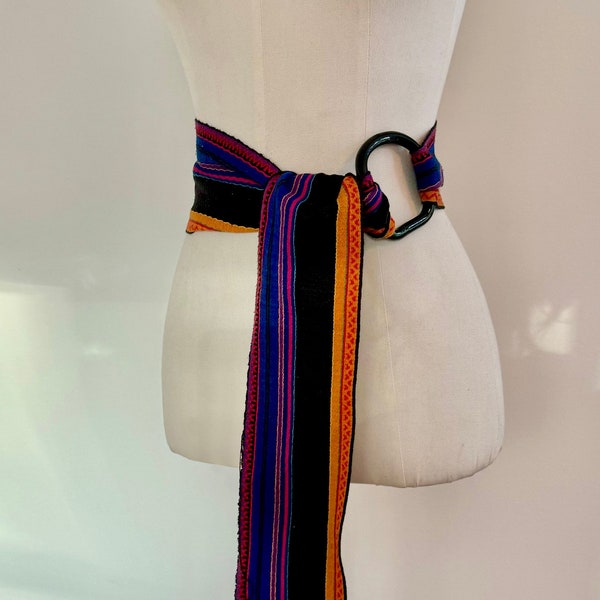 80s Christian Dior Boho Woven Multi Color Sash Belt