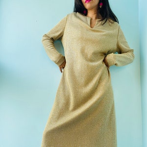 60s Neiman Marcus Gold Lurex Caftan Dress - Etsy