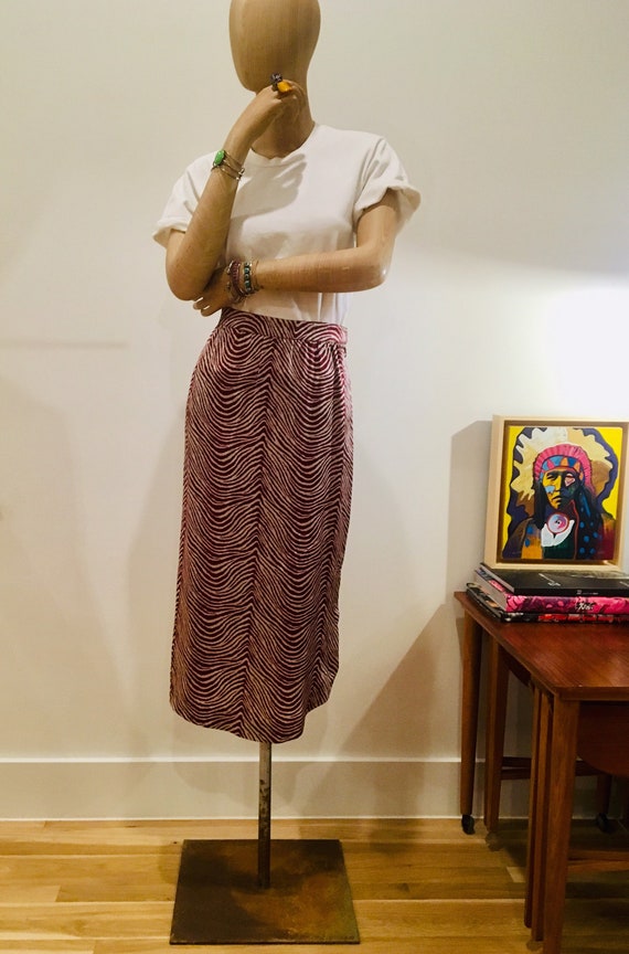 Silk Animal Print Skirt / DISCO skirt / Silk Midi