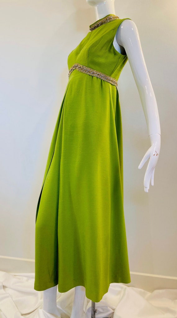 60s Green Sleeveless High Neck Keyhole Lorrie Deb… - image 4