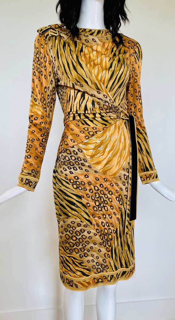 Vintage Leonard Paris Cheetah Print Silk Jersey W… - image 3