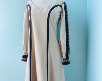 70s Mexican Designer Josefa  Woven Organic Cotton Kaftan Maxi Dress