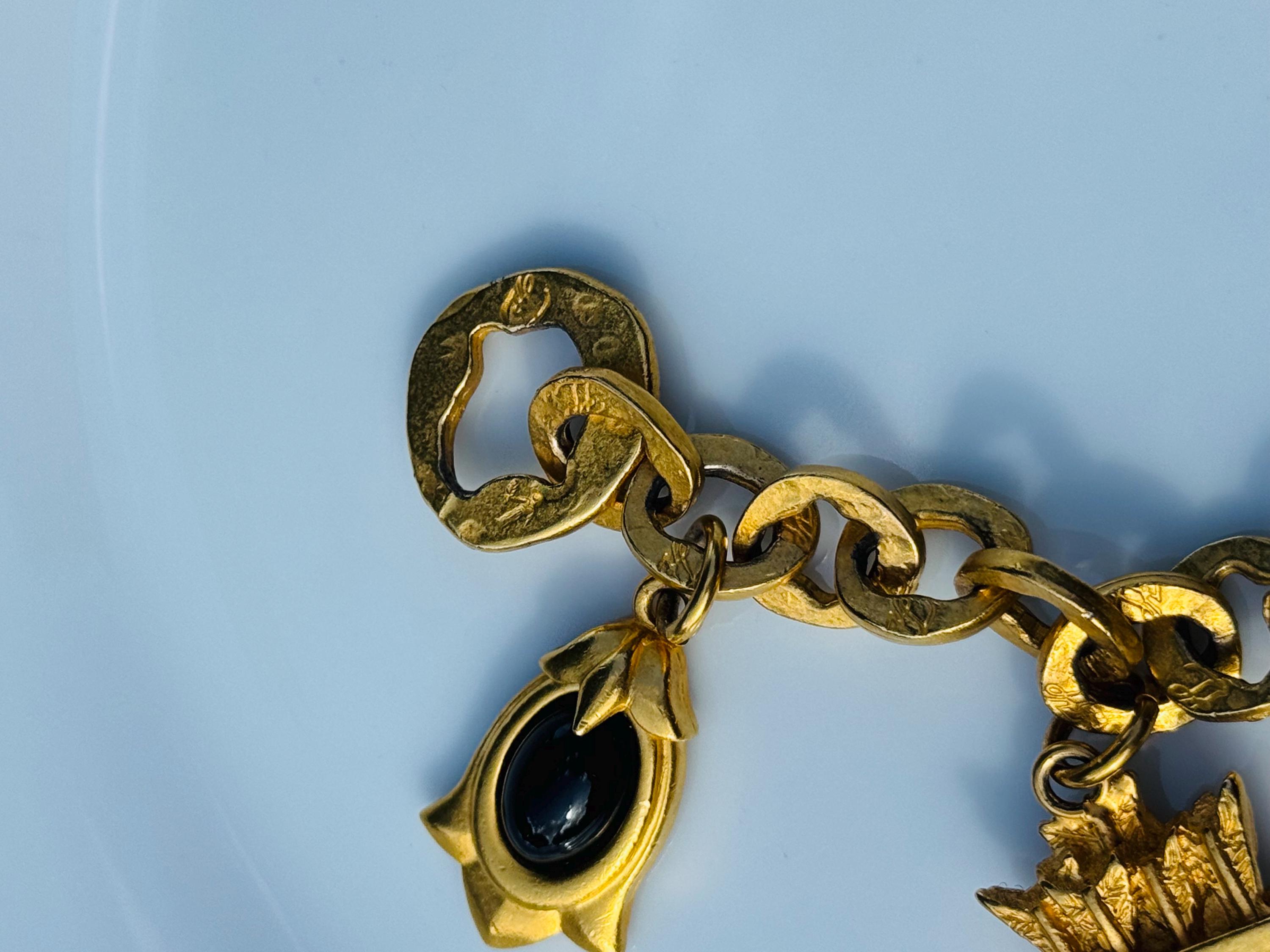 90s Karl Lagerfeld Gold Charm Bracelet - Etsy