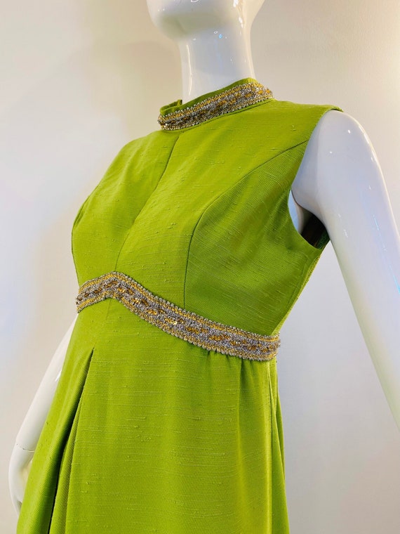 60s Green Sleeveless High Neck Keyhole Lorrie Deb… - image 1