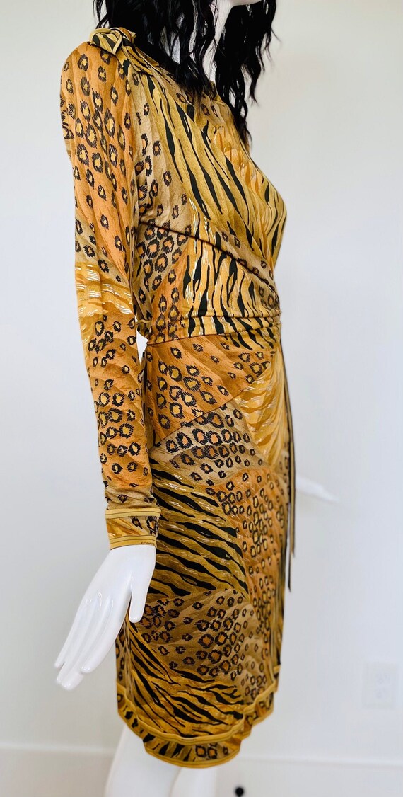 Vintage Leonard Paris Cheetah Print Silk Jersey W… - image 5