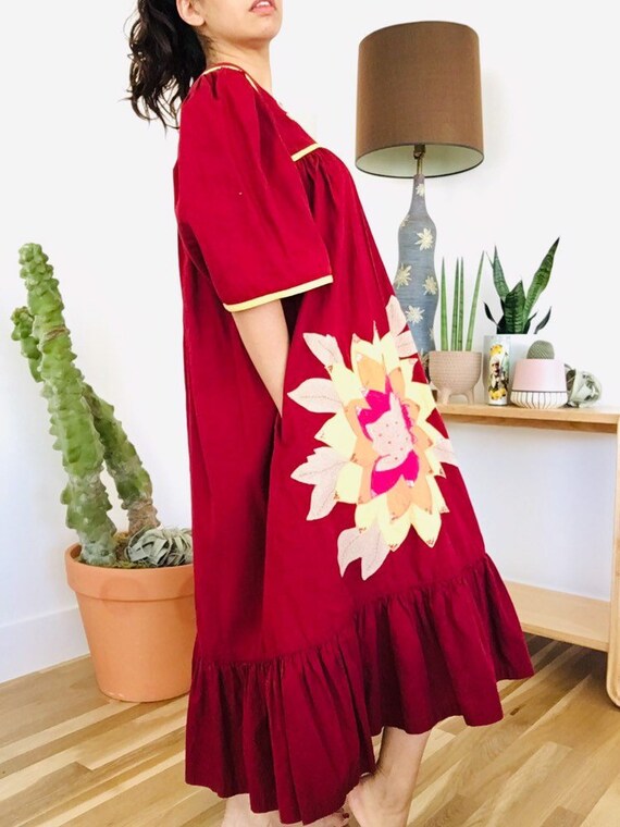 80s Muumuu / Indian Dress / Patchwork / Floral Muu