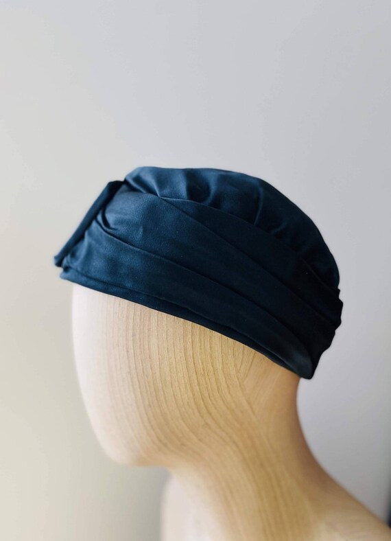 HEIM 50s Black Satin Turban For Neiman Marcus / Vi