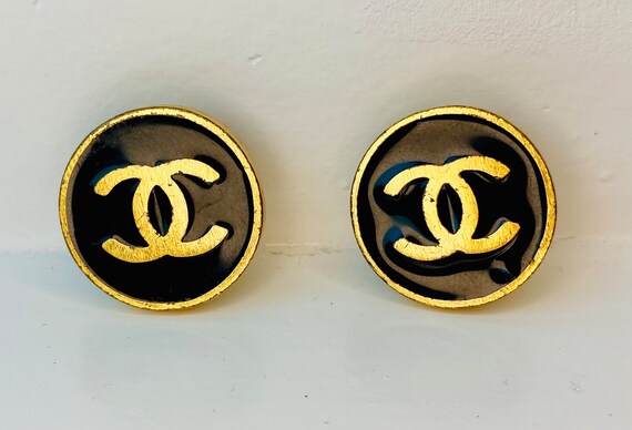Chanel 2001 Spring Black Enameled and Gold Logo C… - image 1