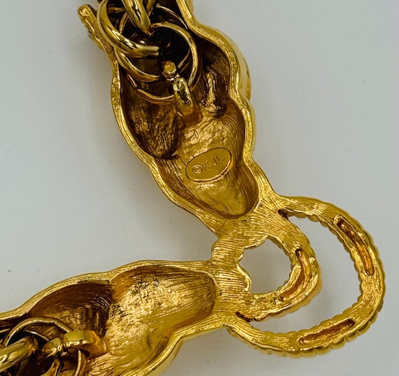 90s Gold Plated Kenneth Jay Lane Embellished Ram … - image 7