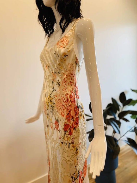 Stunning 90s Floral Low back Slip Bias Dress With