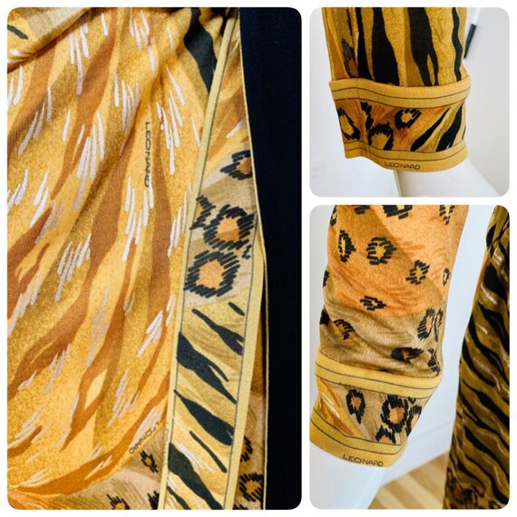 Vintage Leonard Paris Cheetah Print Silk Jersey W… - image 9