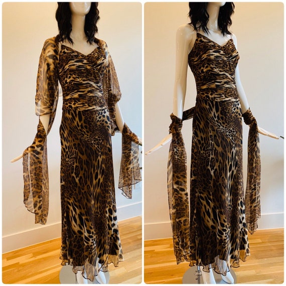 Sexy Animal Print Silk Maxi Spaghetti AStraps wit… - image 3