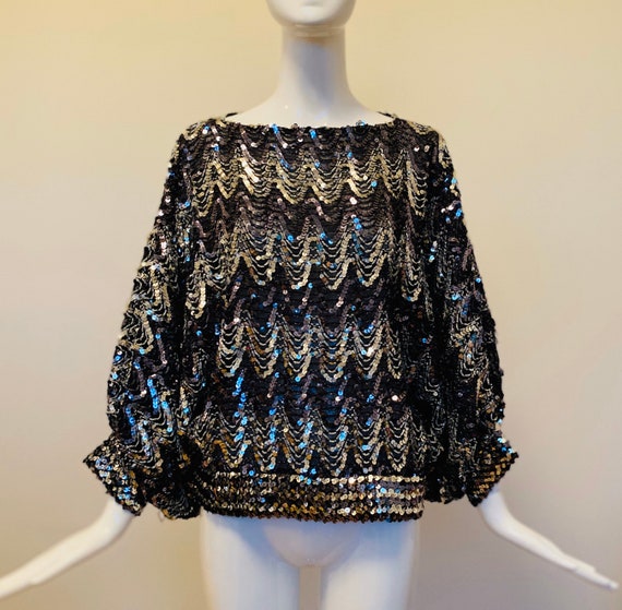 Disco Top / Studio 54 / Sequined Top / 70s Disco