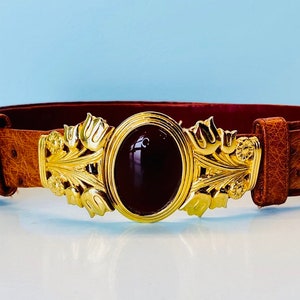 Vintage Judith Leiber Ostrich Cabochon Statement Belt