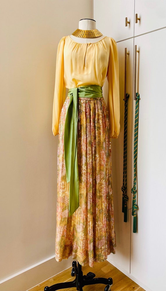 Adele Simpson Vintage Silk Floral Maxi Bohemian E… - image 9