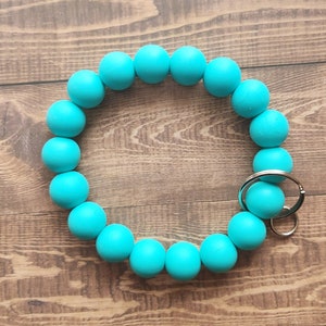 Turquoise Keychain, Silicone Bangle Keychain, Gift For Mom, Teacher Appreciation, Gift For Teen Girl, Wristlet Keychain, Bracelet Keyring
