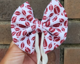 Football Bow, Baby Girl Football Headband, Baby Football, Baby Sports Fan, Littlest Fan Football, Football Baby Bow, Football Headband