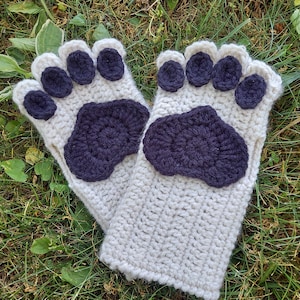 DIGITAL PDF Crochet Pattern Paw Fingerless Gloves Cosplay Kitty Cat Bunny Puppy Halloween Dressup