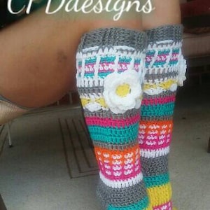 PDF PATTERN ONLY Instant Download Crochet "Free Spirit Knee High Slipper Socks" Pattern