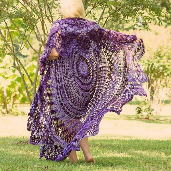 Crochet Handmade One Size Fits Most Hippie Bohemian Stevie Nicks Gypsy Boho All Seasons Long Circular Vest/Wrap *Many Color Options*