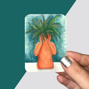 Lady Fern Surrealism Art Single Vinyl Sticker Glossy Scrap Book Aesthetic Waterproof Decal Laptop Sticker Car stickers